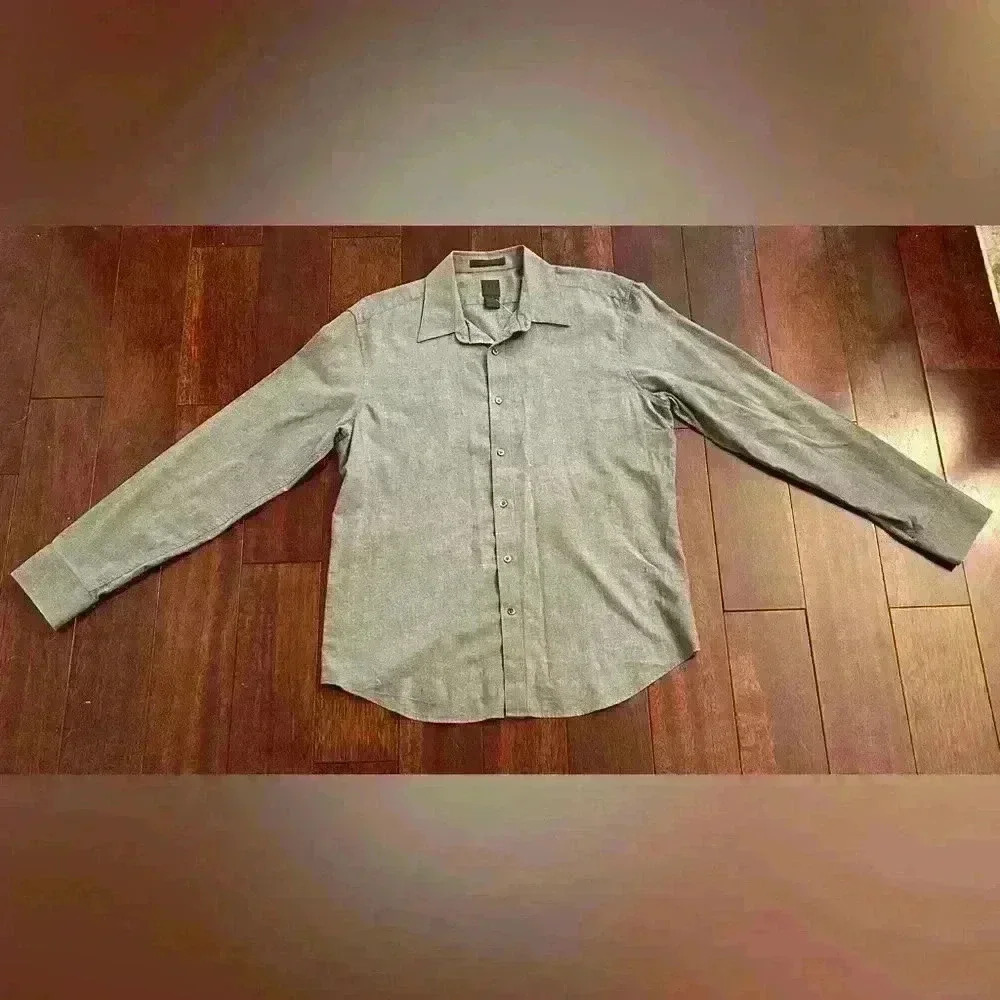 GAP Mens Long Sleeve Button Down Collared Shirt Gray Size L